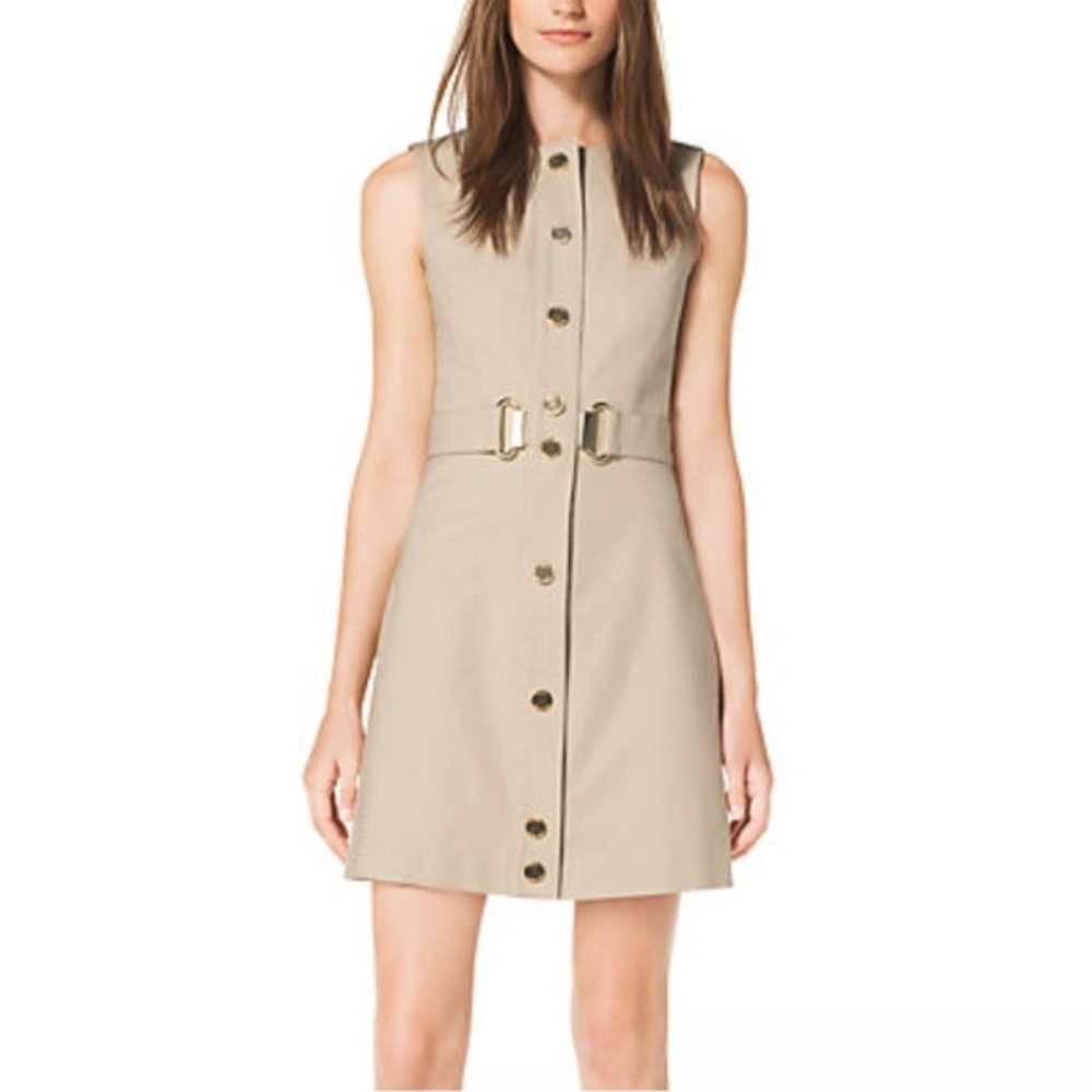 Michael Kors Snap-Front Stretch-Cotton Dress